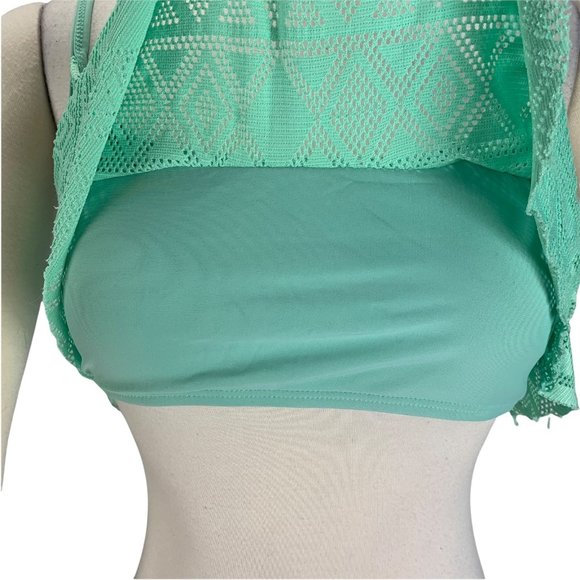 O'Rageous Medium Bikini Top Bandeau Ruffle Mint Boho - Picture 2 of 5